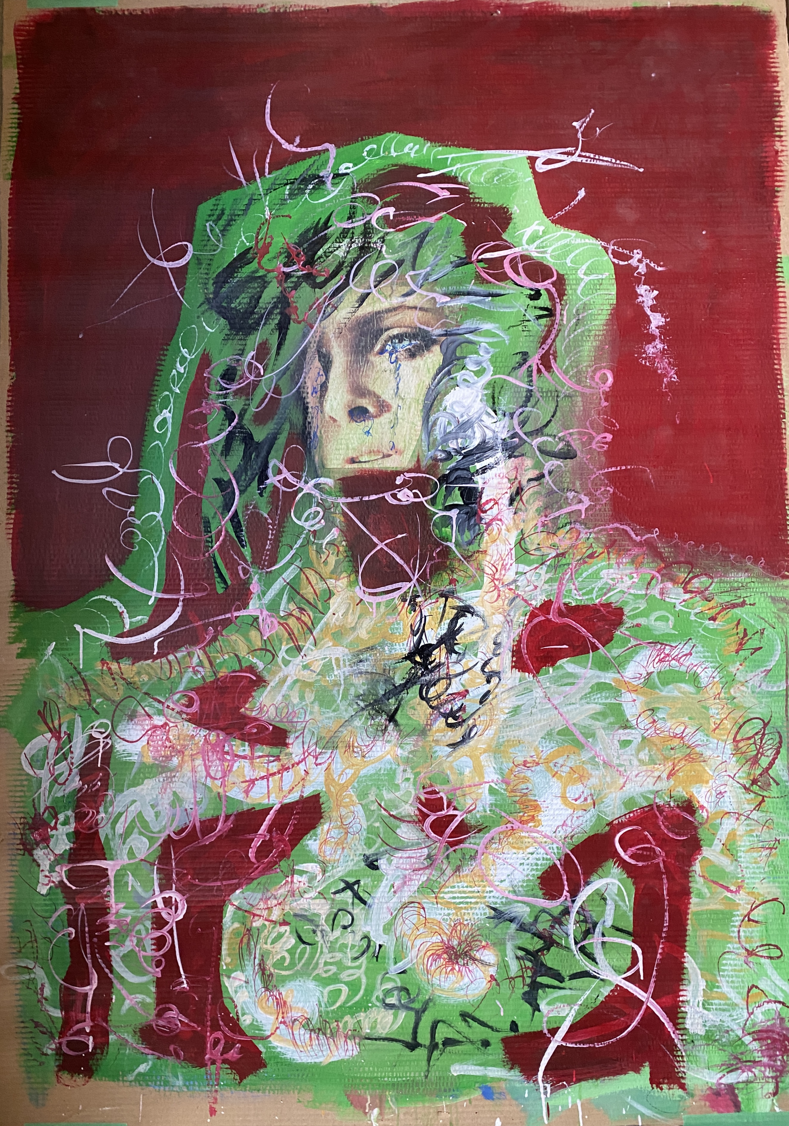 Female Head Green Hair